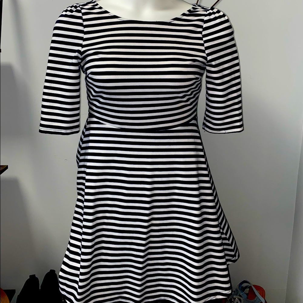 Pixley navy striped midi dress